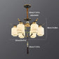 Hdc 6 Lights Traditional Chinese Iron Frame Cylinder Glass Shade Chandelier For Living Room