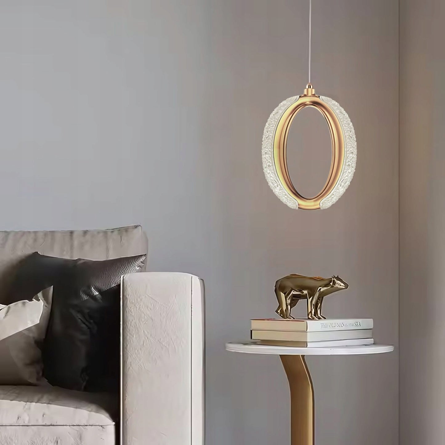 HDC LED Metal Full Moon Hanging Pendant Ceiling Lamp Light Fixture- Tricolor