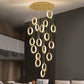HDC 20 Lights LED Crystal Ring Double Height Stair Chandelier- Tricolor