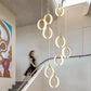 HDC 20 Lights LED Crystal Ring Double Height Stair Chandelier- Tricolor