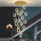 HDC 20 Lights LED Crystal Ring Double Height Stair Chandelier- Tricolor