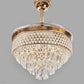 Hdc Invisible Ceiling Fan Chandelier Crystal And Remote Control 4 Retractable Abs Blades - HDC Lights