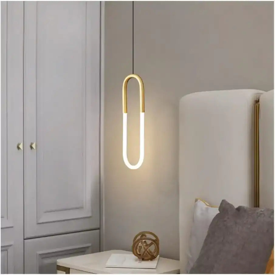 HDC LED Oval Shape Gold Finish Acrylic Bedside Pendant Hanging Light