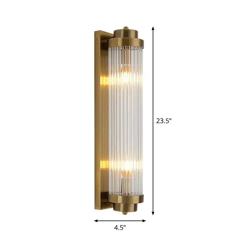 HDC Gold Crystal Cylindrical Shade Wall Lamp For Drawing Room - Warm White