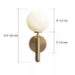 HDC Gold Finish 1 Head Frosted Glass Ball Light Wall Lamp For Living Room