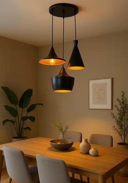 HDC Modern Trio Black Metal Pendant Cluster Light For Living Room