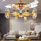 Hdc 6 Light Transparent Ceiling Fan Chandelier Remote Controlled For Living Room Drawing Room - HDC Lights