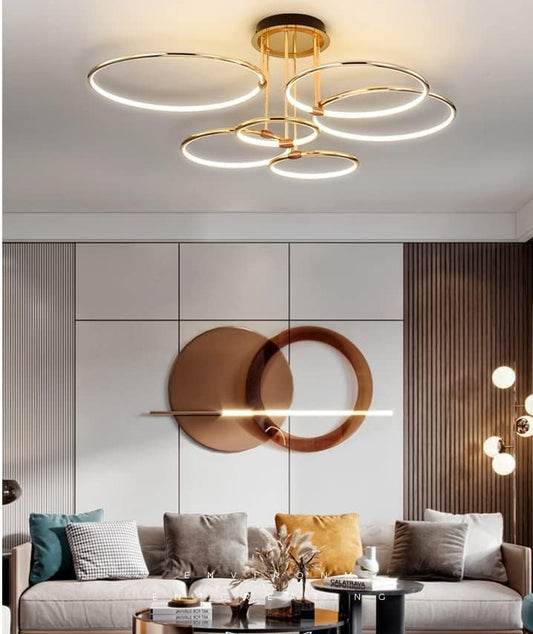 Hdc 6 lights Modern Round Ceiling Lights Gold Circle Rings Lighting For Living Room Bedroom