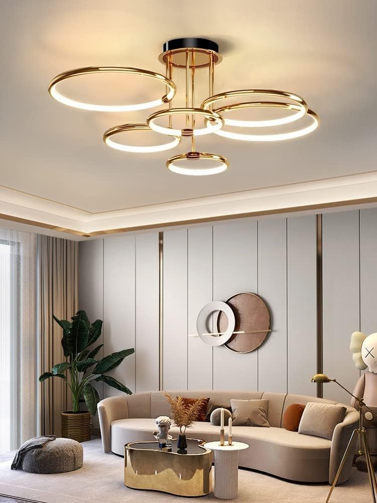 Hdc 6 lights Modern Round Ceiling Lights Gold Circle Rings Lighting For Living Room Bedroom