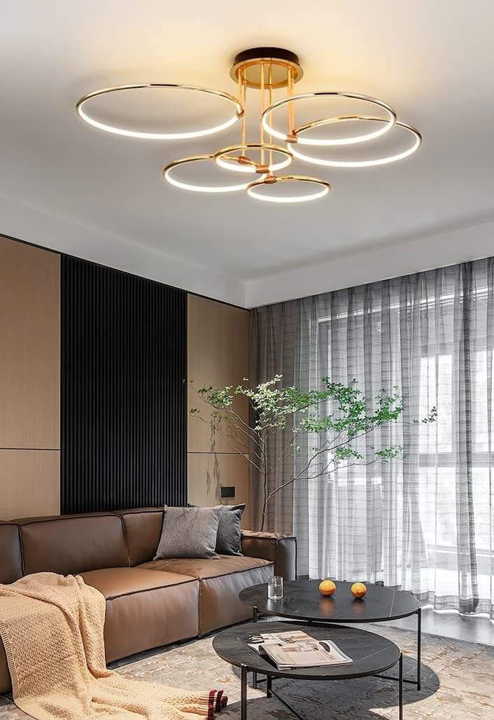 Hdc 6 lights Modern Round Ceiling Lights Gold Circle Rings Lighting For Living Room Bedroom