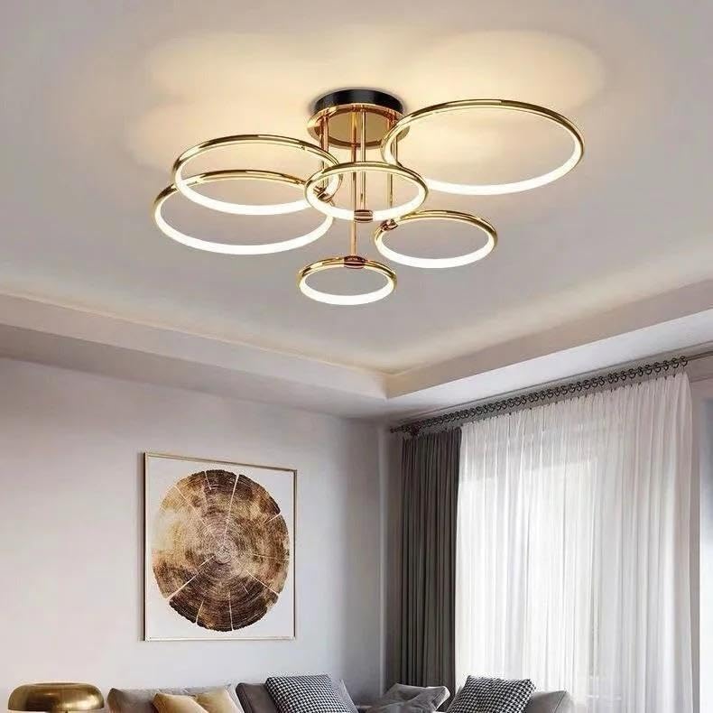 Hdc 6 lights Modern Round Ceiling Lights Gold Circle Rings Lighting For Living Room Bedroom