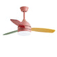 Hdc 36" Pink Led Fan Ceiling Fan Chandelier For Kids Bedroom- Tricolor