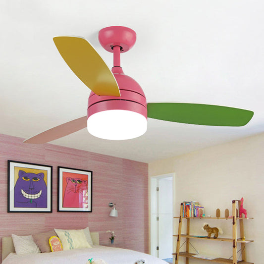 Hdc 36" Pink Led Fan Ceiling Fan Chandelier For Kids Bedroom- Tricolor