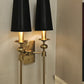 Hdc Antique Metal Wall Light Double Sided Electroplated Brushed Brass Fabric Shade - Warm White