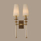 Hdc Antique Metal Wall Light Double Sided Electroplated Brushed Brass Fabric Shade - Warm White
