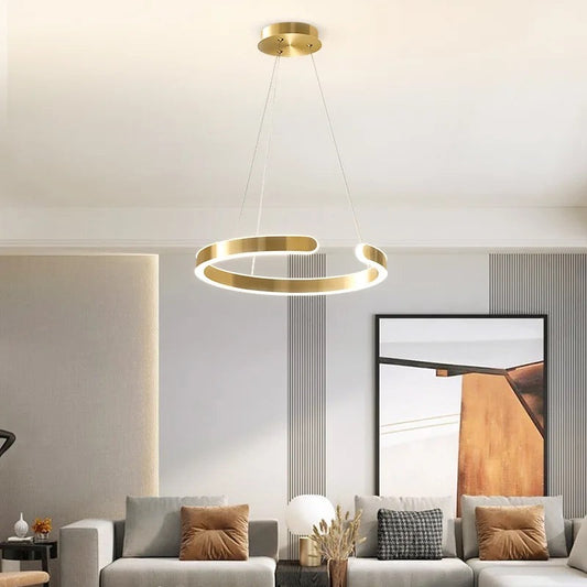 HDC 300mm Gold Ring Pendant Ceiling Lamp Light Fixture - Tricolor