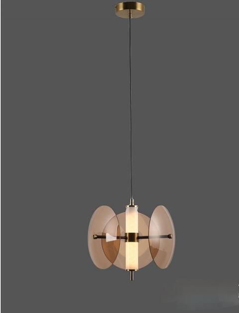 HDC Led 1 Light Tube Amber Glass Pendant Ceiling Lamp Light Fixture - Tricolor
