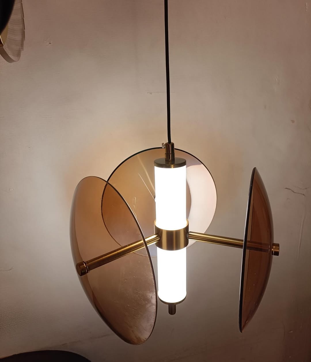HDC Led 1 Light Tube Amber Glass Pendant Ceiling Lamp Light Fixture - Tricolor