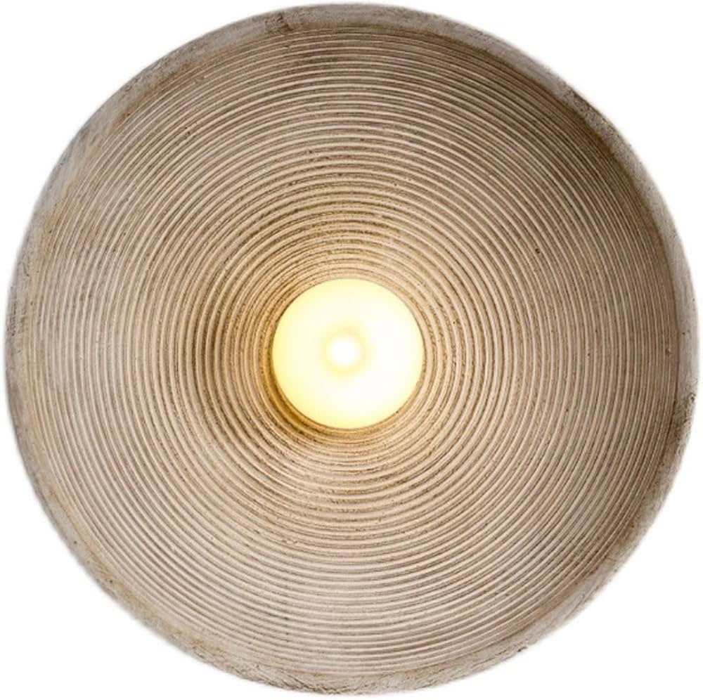 Hdc Vintage Japanese Style Round Stripe Rustic Circular Wall Light for Kids Room Bedroom Staircase Art Decor