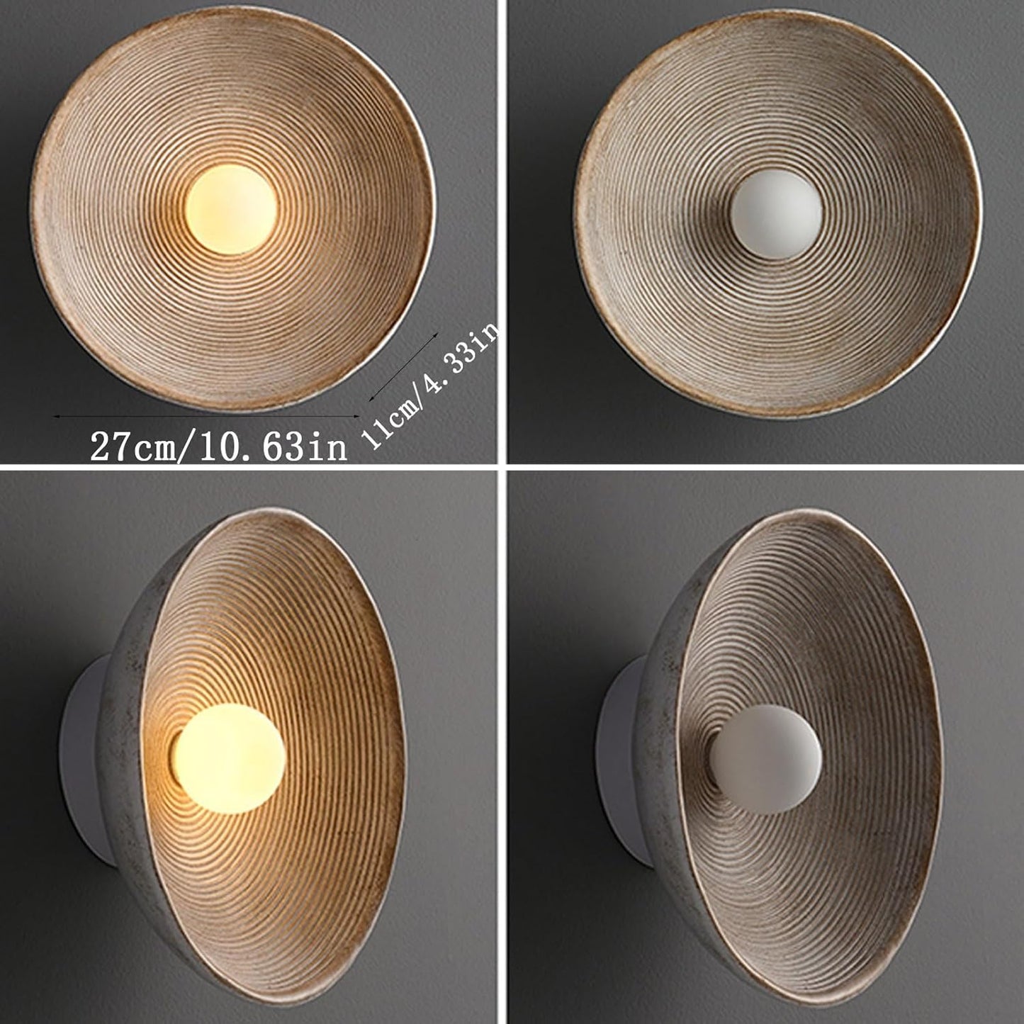 Hdc Vintage Japanese Style Round Stripe Rustic Circular Wall Light for Kids Room Bedroom Staircase Art Decor