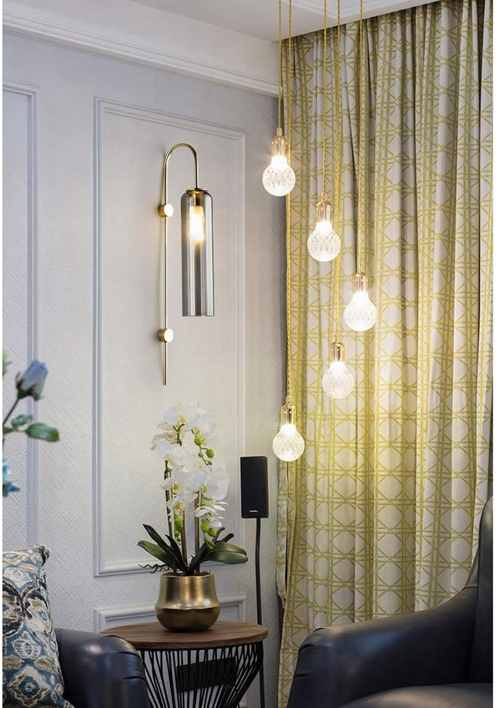 Hdc Long Glass Wall Light Modern Copper Metal Bedroom Living Room Wall Light