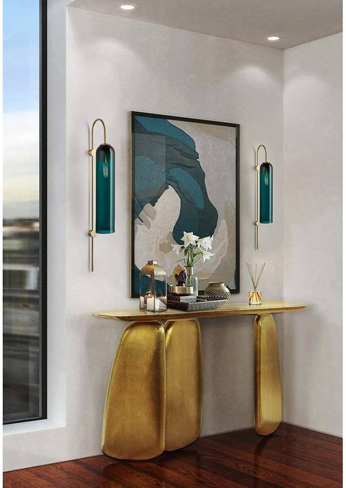 Hdc Long Glass Wall Light Modern Copper Metal Bedroom Living Room Wall Light