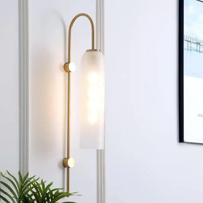 Hdc Long Glass Wall Light Modern Copper Metal Bedroom Living Room Wall Light