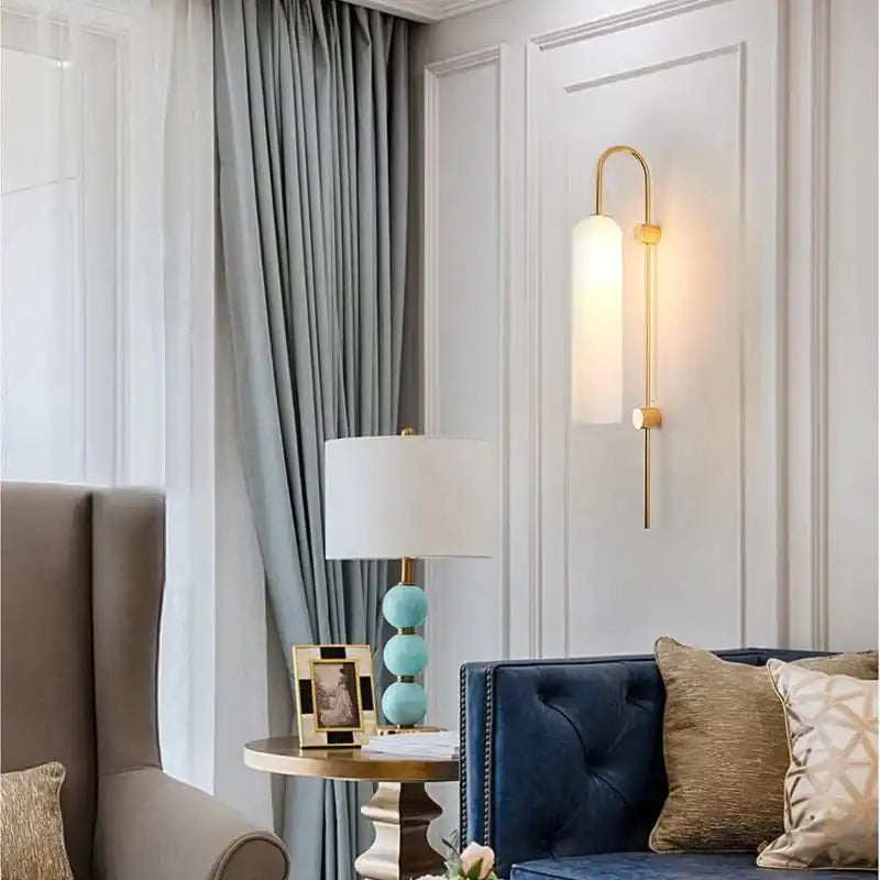 Hdc Long Glass Wall Light Modern Copper Metal Bedroom Living Room Wall Light