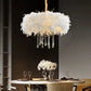 Hdc 600mm Luxury Creative Feather Crystal Design Led Lamp Chandelier For Living Room