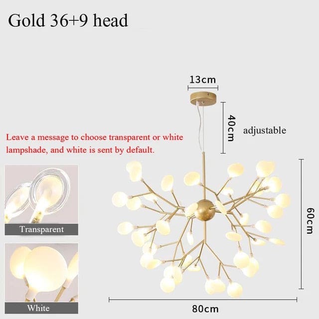 HDC 27/45 Lights Nordic Style Sputnik Firefly Gold Frosted Glass Led Ceiling Light - Warm White