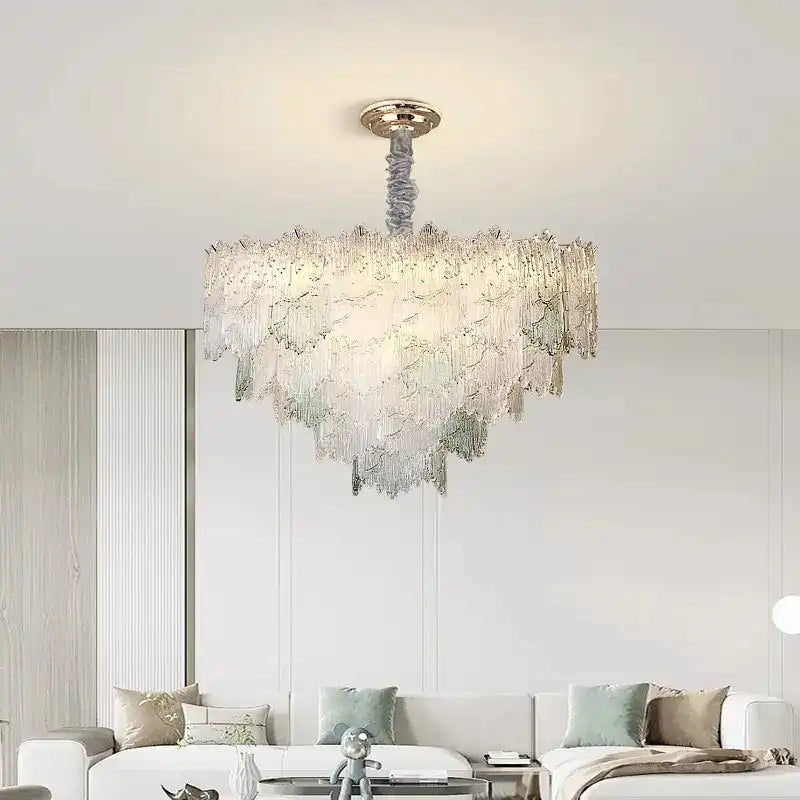 HDC 750mm French Vintage Chandelier for Living Room Bedroom Gold Lamp LED Glass Lamp Ceiling