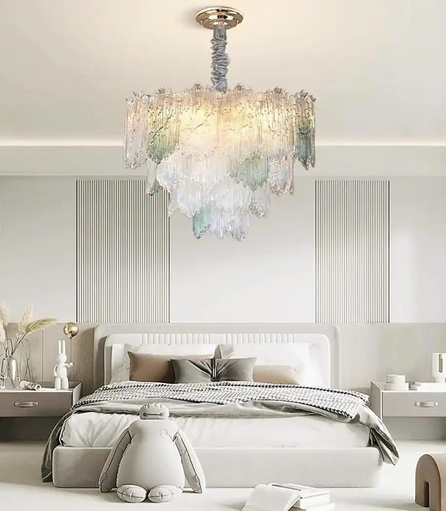 HDC 750mm French Vintage Chandelier for Living Room Bedroom Gold Lamp LED Glass Lamp Ceiling