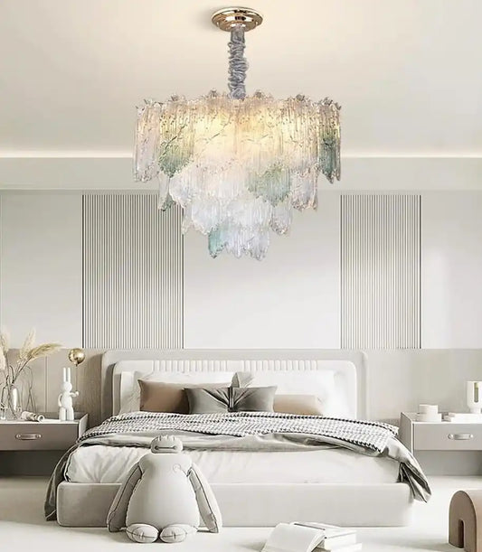 HDC 750mm French Vintage Chandelier for Living Room Bedroom Gold Lamp LED Glass Lamp Ceiling
