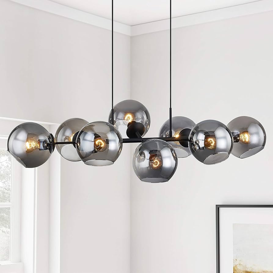 Hdc 8 Lights Smoke Black Linear Modern Glass Chandelier