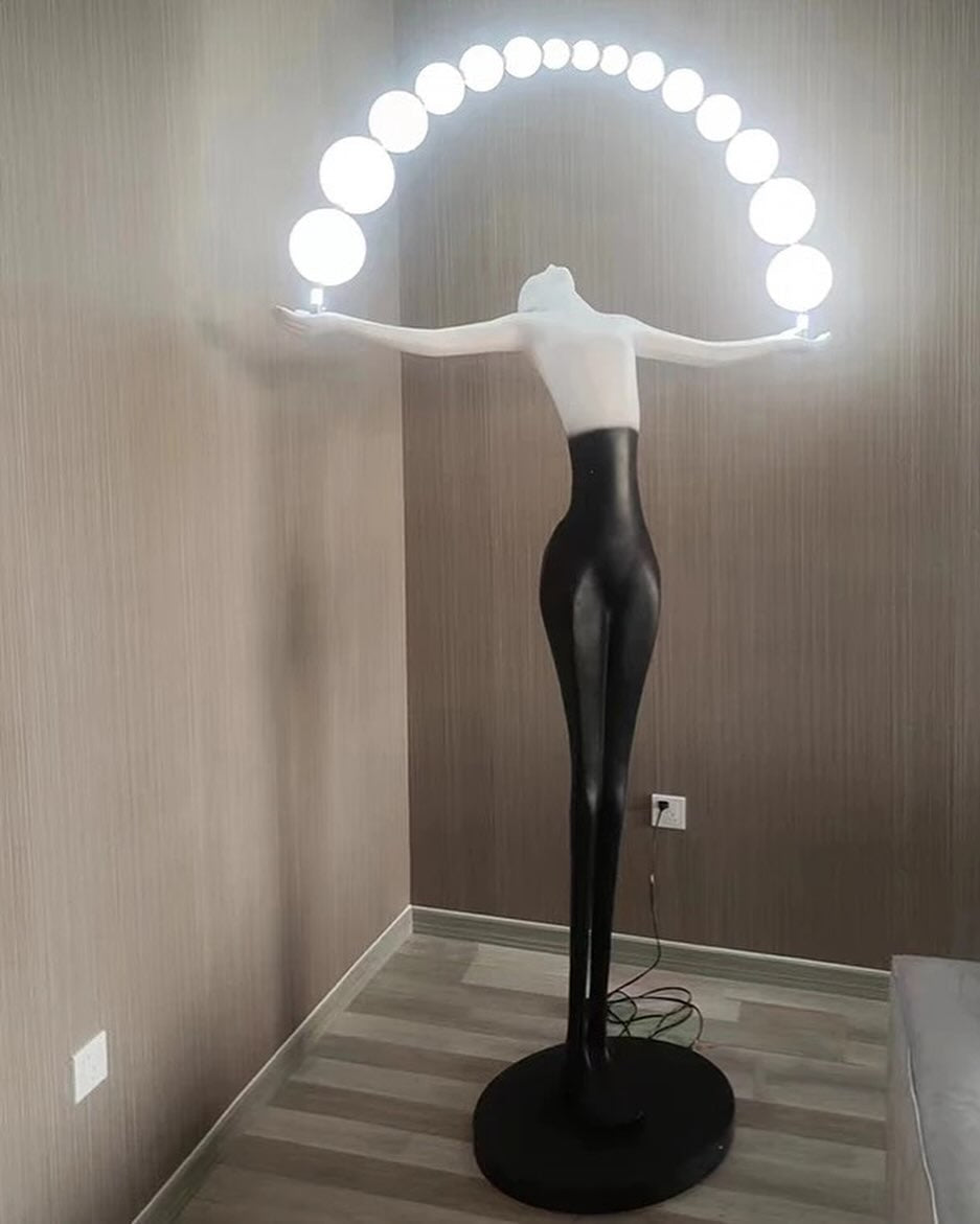 Hdc Black And White Lady Art Sculpture Living Room Creative Abstract Character Decorative Floor Lamp