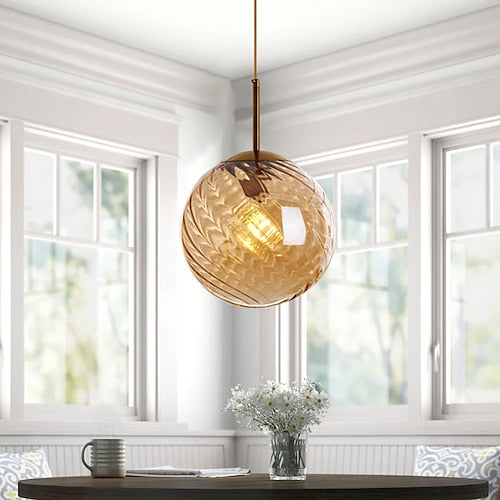Hdc Amber/Smoke Hand Blown Glass Lighting Modern Ceiling Hanging Light Fixture