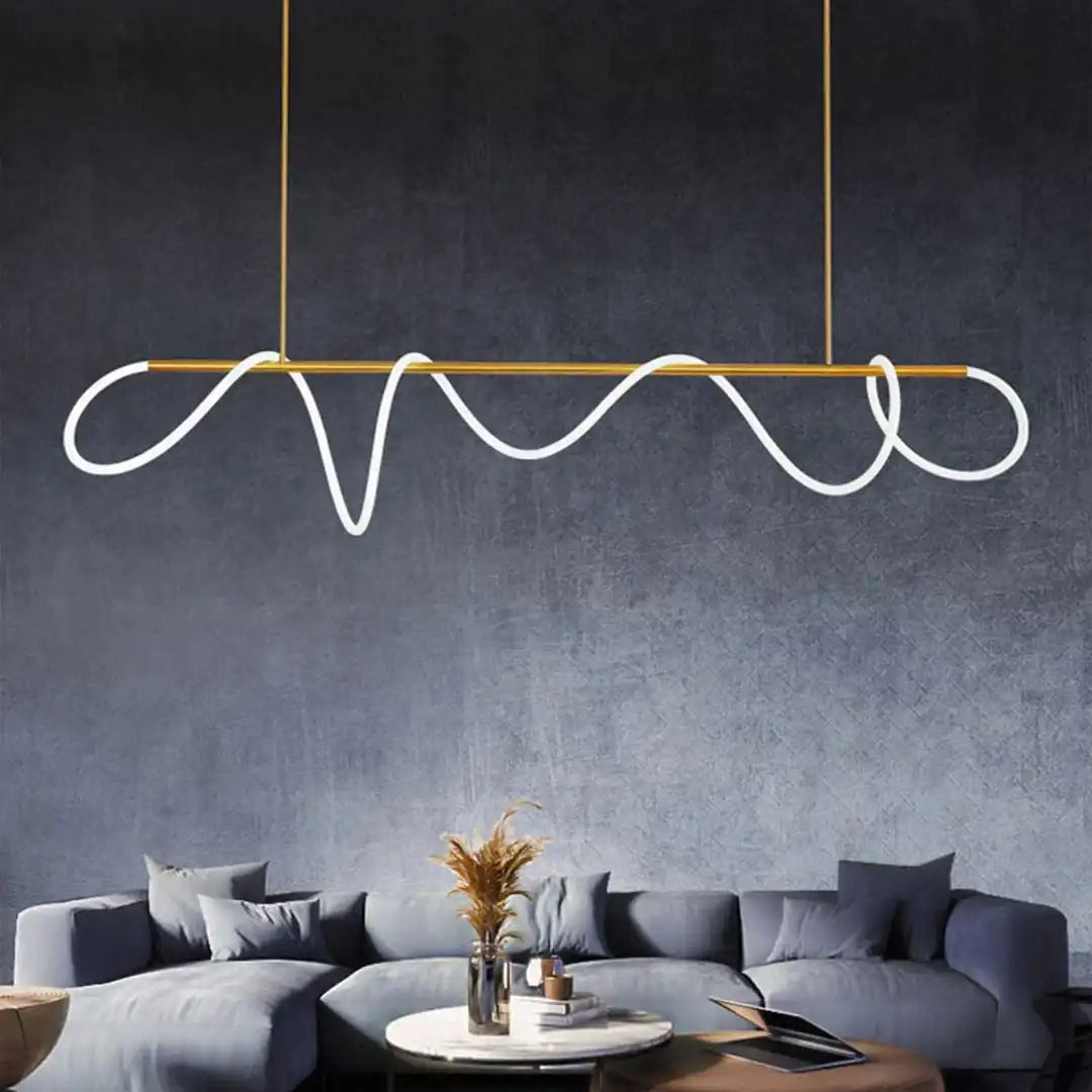 HDC Gold Metallic Led Chandelier 1200/1500mm Long With Curly Acrylic L