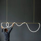 HDC Gold Metallic Led Chandelier 1200/1500mm Long With Curly Acrylic Light
