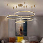 Hdc 4 Light 4 Rings Big Full Spread Gold LED Chandelier Hanging Lamp- Tricolor