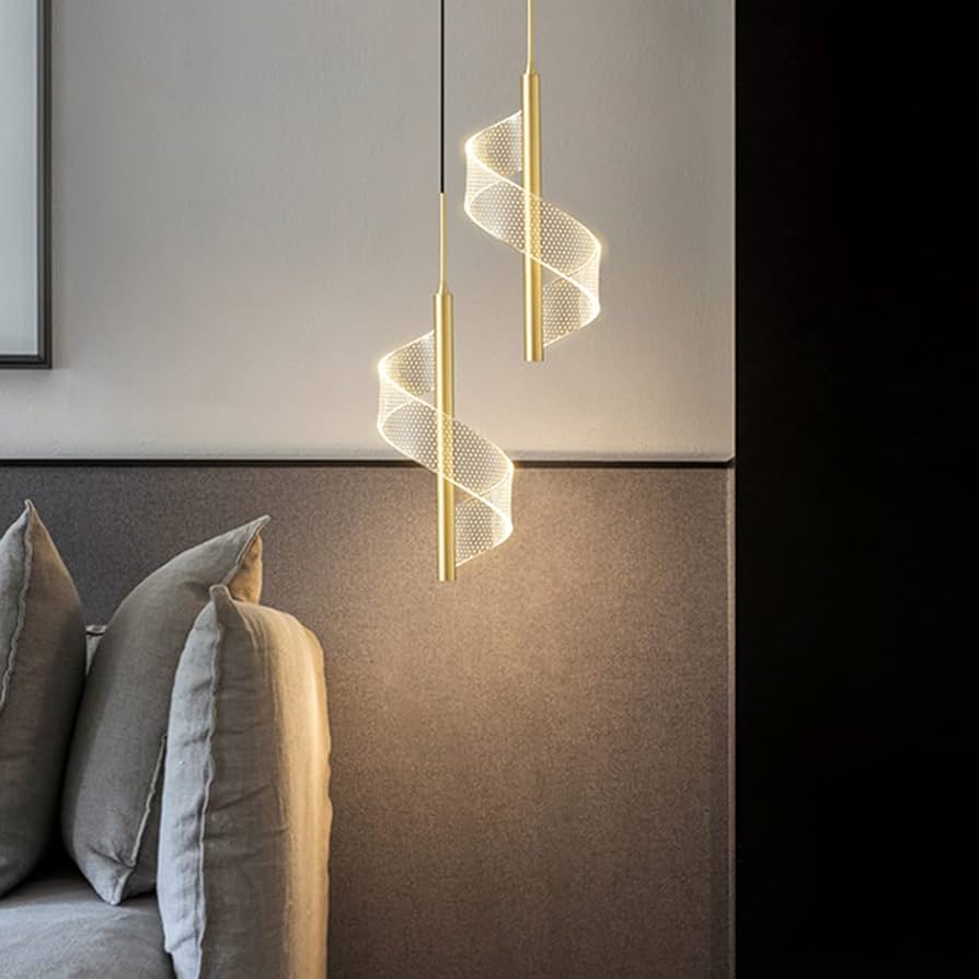 HDC Led Pendant Light Acrylic Curvy Kitchen Island Ceiling Lights (Gol