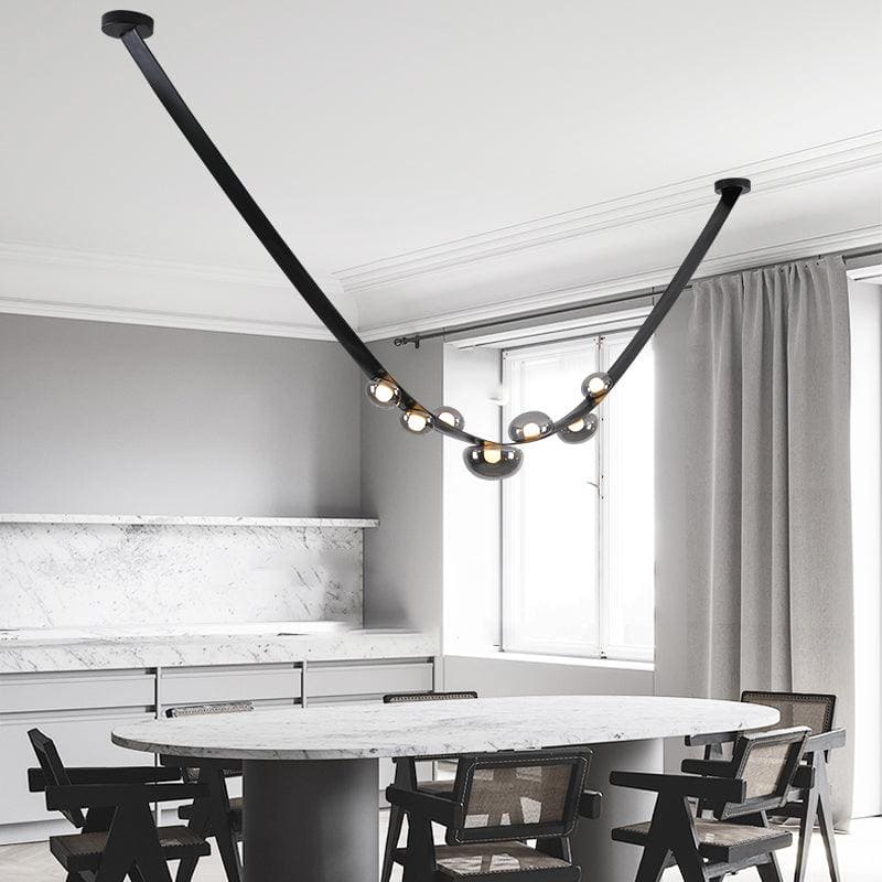 Hdc 7 Lights 3000mm Dew Drops Modern Smoke Glass Pendant Chandelier With Leather Strap- (Pack of 1)