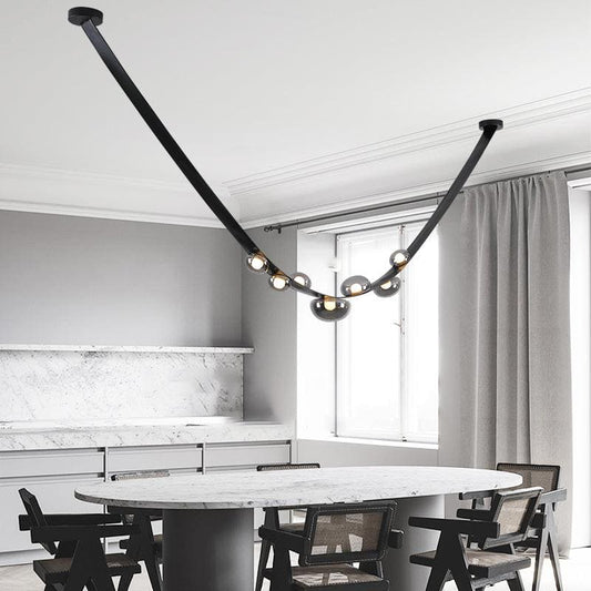 Hdc 7 Lights 3000mm Dew Drops Modern Smoke Glass Pendant Chandelier With Leather Strap- (Pack of 1)