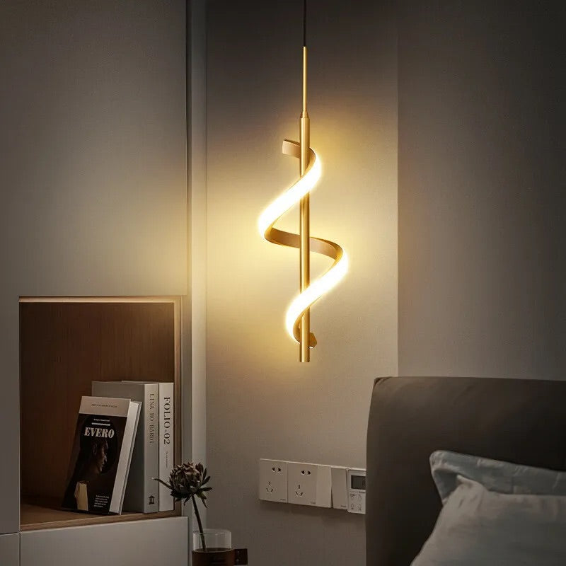 HDC Led Golden Acrylic Curl Island Ceiling Pendant Light- Tricolor