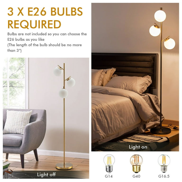 Hdc 3-Globe Modern Freestanding Lamp Living Room Floor Lamp