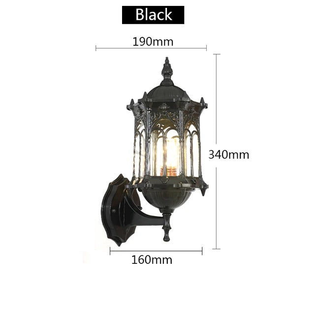 Hdc Vintage Bronze/Black Outdoor LED Waterproof Balcony Wall Light Creativity Tradition Glass Garden E27 Wall Lamp  - Warm White