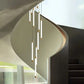 HDC 19 Heads Nordic Design Gold Minimalist Long LED Strip Staircase Chandelier Lights Hanging Double Height Staircase Chandelier