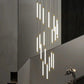 HDC 19 Heads Nordic Design Gold Minimalist Long LED Strip Staircase Chandelier Lights Hanging Double Height Staircase Chandelier