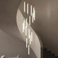 HDC 19 Heads Nordic Design Gold Minimalist Long LED Strip Staircase Chandelier Lights Hanging Double Height Staircase Chandelier