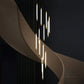 HDC 19 Heads Nordic Design Gold Minimalist Long LED Strip Staircase Chandelier Lights Hanging Double Height Staircase Chandelier