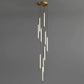HDC 19 Heads Nordic Design Gold Minimalist Long LED Strip Staircase Chandelier Lights Hanging Double Height Staircase Chandelier